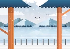 Vector ilustración paisaje de invierno