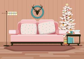 Cozy Christmas and Winter Setting with Cookies, Coffee, and Lights decorations vector