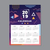 2019 Printable Calendar vector