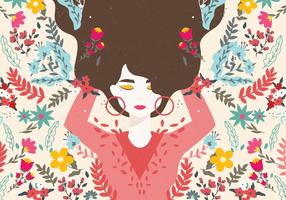 Girl With Flowers Vector