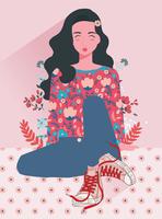 Girl With Flowers Vol 3 Vector