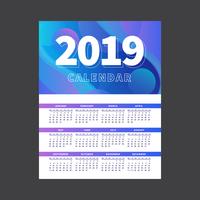 2019 Printable Calendar Template vector