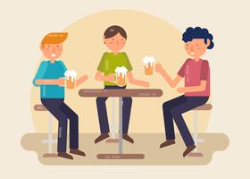 Guys Drinking Beer in Bar Vector