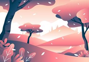 Cherry Blossom Spring Landscape vector