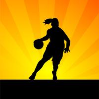 silueta de jugador de baloncesto femenino vector