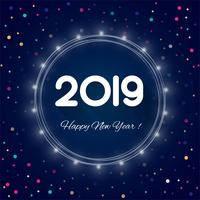 2019 Happy New Year text colorful shiny background vector