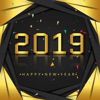 2019 Happy New Year text colorful shiny background vector