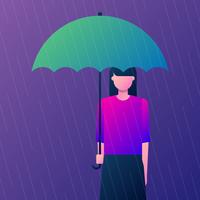 Women Holding Umbrella In Raining Illustration vector