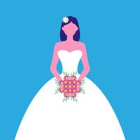 Bride With Flower Bouquet Vector Illustration