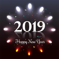 Beautiful Happy New Year 2019 text festival background vector