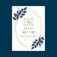 Geometric Watercolor Wedding Invitation Template Vector