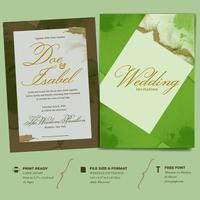 Wedding Invitation Double Side Template With Simple Geometric Watercolor Frame vector