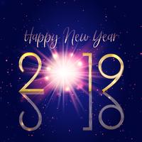 Happy New Year background with bokeh lights and starburst vector