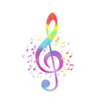 Colorful G-clef with music notes vector illustration design
