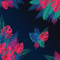 Tropical jungle leaves background vector