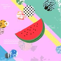 Trendy colorful background with watermelon vector