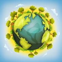 Earth Planet With Forest And Agriculture Elements Around vector