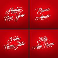 Feliz año nuevo en varios idiomas vector