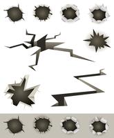 Bullet Holes, Cracks And Slashes Set vector