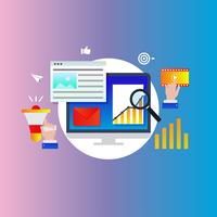 Digital marketing agency, online promotion, social media campaign, internet advertising gradient color vector illustration