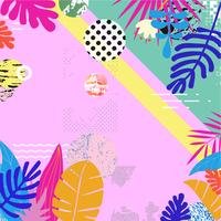 Tropical jungle leaves background vector