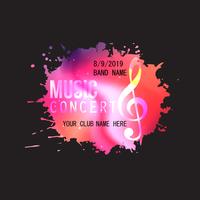 Music concert poster, paint splatter party flyer template vector illustration