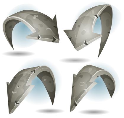 Cartoon Stone Arrows Signs Set