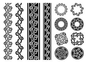 Celtic Borders, Patterns And Rings Set vector