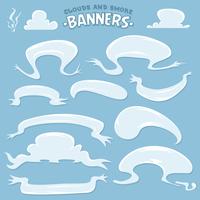 Nubes de dibujos animados y pancartas de humo vector