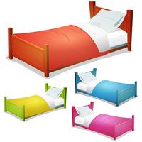 Conjunto de cama de dibujos animados vector