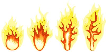 Dibujos animados de fuego y llamas ardientes conjunto vector