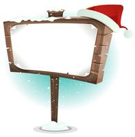 Santa Claus Hat On Wood Sign vector