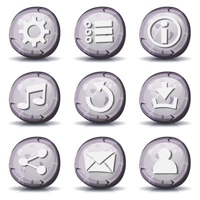 Stone And Rock Icons For Ui Game