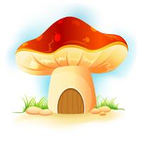 mushroom home in garden vector