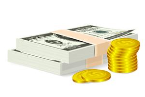 Billete de dinero y moneda vector