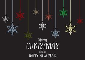 Christmas and New Year background with snowflakes vector