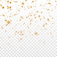 Abstract golden confetti transparent background vector