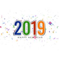 Happy New Year 2019 colorful greeting background vector