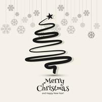 Merry christmas tree with card background vector