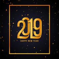 Feliz año nuevo 2019 fondo de confeti dorado vector