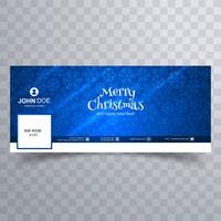 Merry christmas card with facebook cover banner template vector