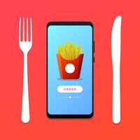 Ordene comida rápida en línea concepto Vector Illustration