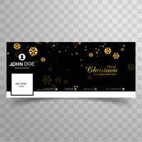 Merry christmas snowflake with facebook banner template design vector