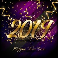 2019 Happy New Year Greeting Card Background. Vector illustratio