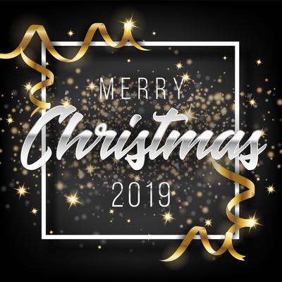 Merry Christmas and Happy New Year 2019 Greeting Card Background