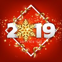 2019 Happy New Year Greeting Card Background. Vector illustratio