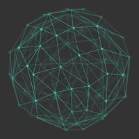 Polygonal 3d globe with connecting dots and lines. vector