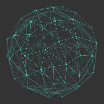 Polygonal 3d globe with connecting dots and lines.