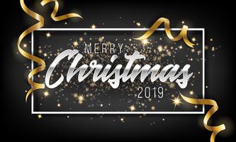 Merry Christmas and Happy New Year 2019 Greeting Card Background vector