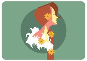 Chica con flores en su pelo Vector